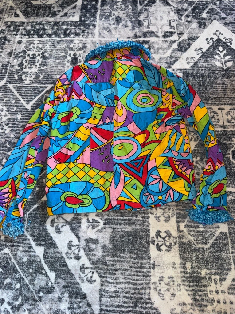 Colorful Abstract Print Kids Jacket - Multicolor